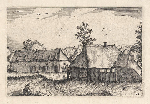 Landscape with large barns, Claes Jansz. Visscher (II), 1620 Canvas Print