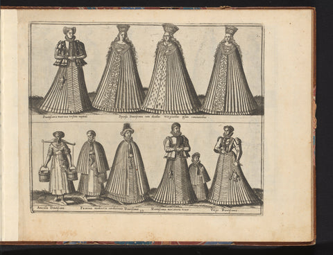 Nine women from different positions, dressed according to the fashion of ca. 1580 in Danzig, Abraham de Bruyn, 1581 Canvas Print