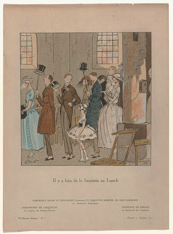 L'Homme Elégant No. 2, October 1921, Pl. 2 : Il y a loin de la Sacristi (...), anonymous, 1921 Canvas Print