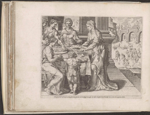 The virtuous woman gives her family food, Dirck Volckertsz. Coornhert, 1555 Canvas Print