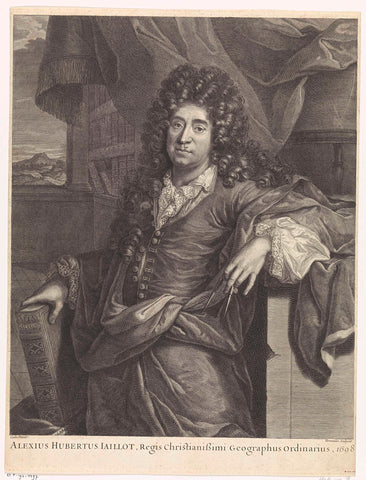 Portrait of Alexis Hubert Jaillot, Cornelis Martinus Vermeulen, 1698 Canvas Print