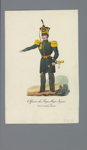 Officier der Vrijwillige Jagers van van Dam, Albertus Verhoesen (attributed to), 1835 - 1850 Canvas Print