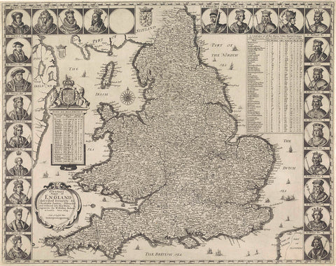 Map of England and Wales, Wenceslaus Hollar, 1644 Canvas Print