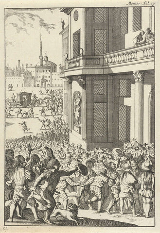 Great popular uprising in front of the palace in Madrid, Caspar Luyken, 1696 Canvas Print