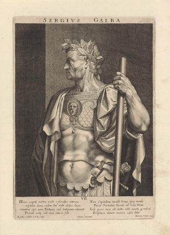 Portrait of Emperor Galba, Aegidius Sadeler, 1624 - 1650 Canvas Print