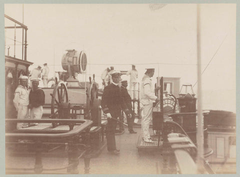 Captain and sailors on the upper deck of a ship, Paul Güssfeldt (attributed to), 1889 Canvas Print