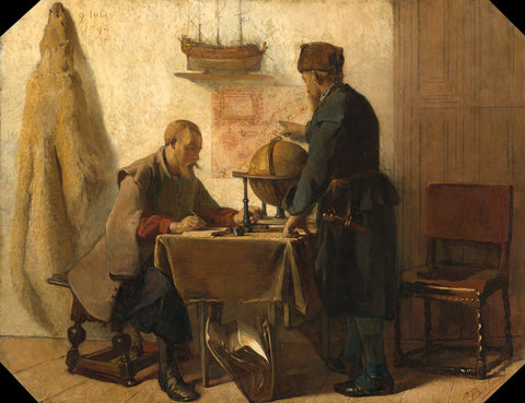 Heemskerck and Barents Planning their Second Expedition to the Far North, Christoffel Bisschop, 1862 Canvas Print