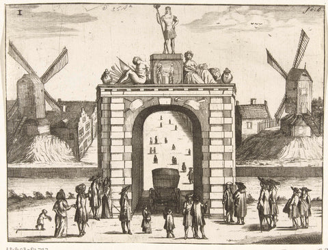 Erepoort founded at the Loosduinse Brug in The Hague, 1691, anonymous, 1691 Canvas Print