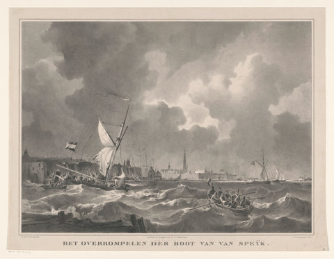 Overvangpelen van de boot van Jan van Speijk, Gijsbertus Craeyvanger, in or after 1831 Canvas Print