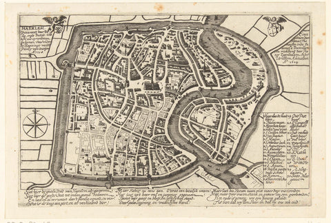 Map of Haarlem with the devastation after the siege and the great fire of 1576, Willem Outgertsz. Akersloot, 1628 Canvas Print