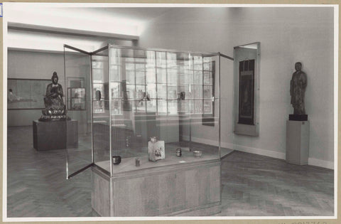 Room with on the left a picture of Bodhisattva Seishi and in front an opened display cabinet, 1952 Canvas Print