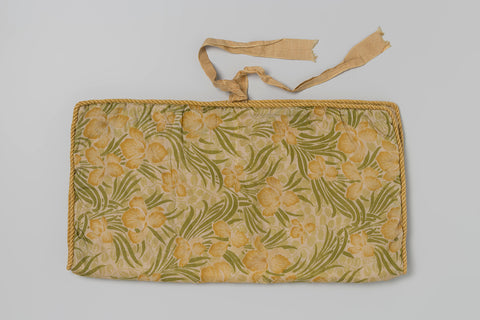 Sachet of pongé silk printed with yellow and green leaf and floral motifs, lined with cream-colored satin, trimmed with yellow silk cord, anonymous, c. 1900 Canvas Print