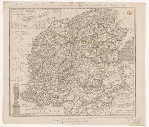 Map of Friesland, anonymous, 1787 - 1792 Canvas Print