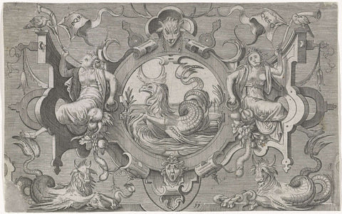 Cartouche with a Sea Creature, Harmen Jansz Muller, 1564 Canvas Print