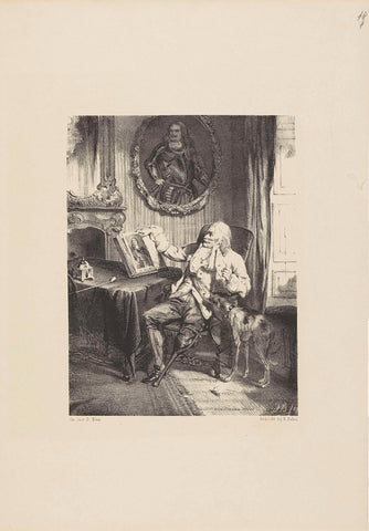 Old Michiel de Ruyter in an interior, anonymous, 1837 - 1853 Canvas Print