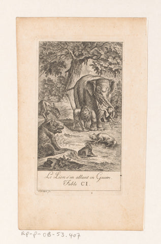 Fable of the lion on warpath, Johann Heinrich Meil (der Ältere), 1758 Canvas Print