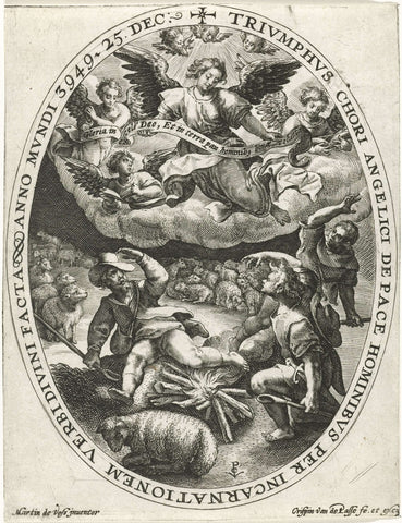 Proclamation to the shepherds, Crispijn van de Passe, 1574 - 1637 Canvas Print