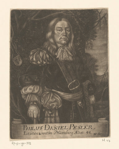 Portret van Paul Daniel Besler op 48-jarige leeftijd, Michael Fennitzer, 1651 - 1702 Canvas Print