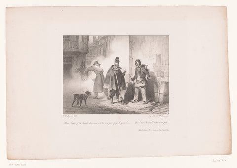 Old street sweeper reprimands young street sweeper, Auguste Xavier Leprince, 1824 Canvas Print