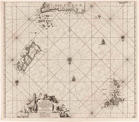 Map of a part of the Atlantic Ocean with the Orkney Islands, Jan Luyken, 1681 - 1799 Canvas Print