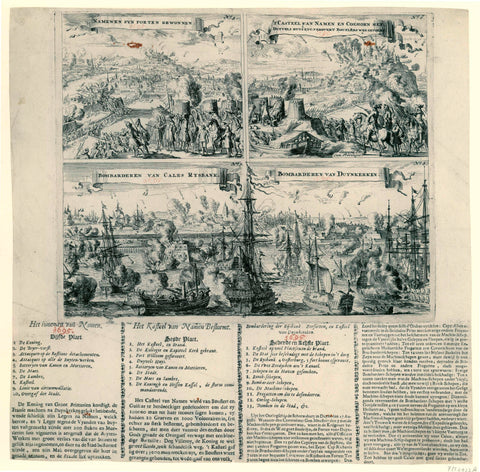 Page with four plates of wartime bars from 1695, anonymous, 1695 Canvas Print