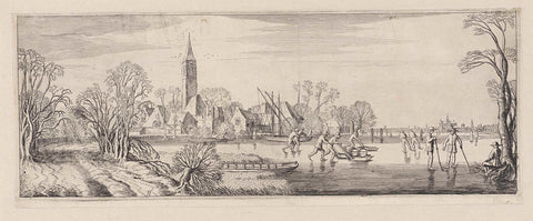 View of Spaarnwoude with skaters, Jan van de Velde (II), 1603 - 1641 Canvas Print