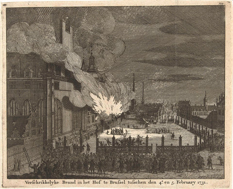 Fire in has palace in Brussels, 1731, anonymous, 1731 Canvas Print