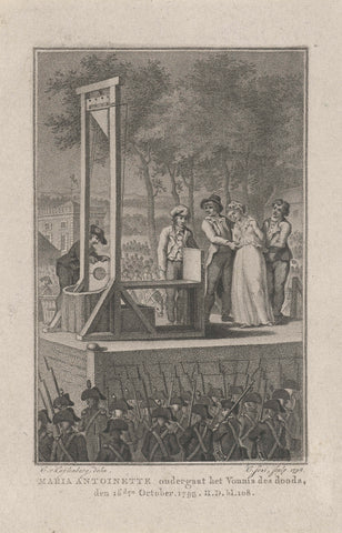 Marie Antoinette is taken to the guillotine, 1793, Christiaan Josi, 1798 Canvas Print