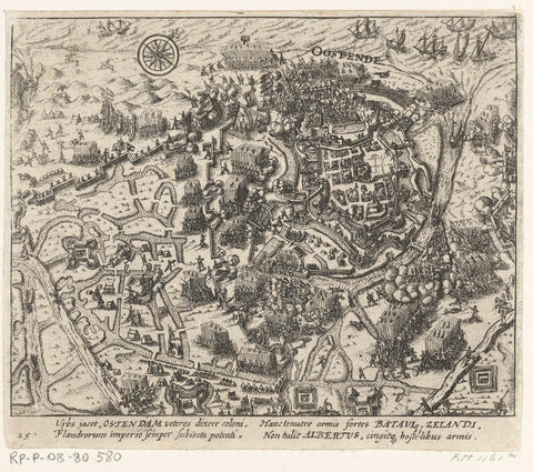 Siege of Ostend: plan of the city with all defenses, 1601, anonymous, 1613 - 1615 Canvas Print