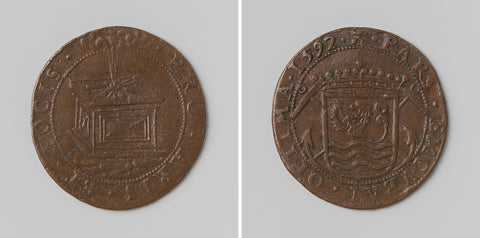 Incitement to vigilance, calculation medal of the States of Zeeland, anonymous, 1592 Canvas Print