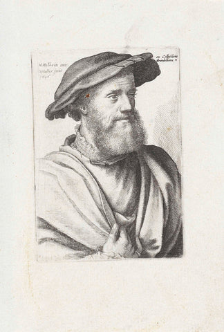 Portrait of a man with beard and bonnet, Wenceslaus Hollar, 1646 Canvas Print