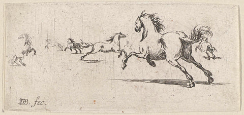 Racing horses, Stefano della Bella, 1620 - 1664 Canvas Print