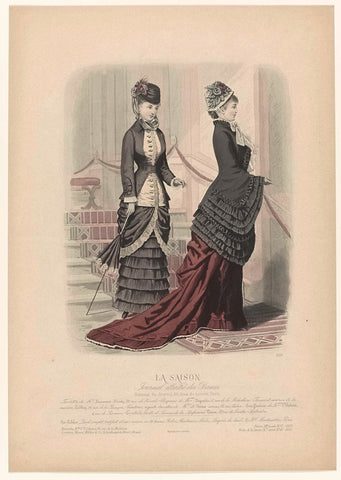 La Saison, Journal illustré des Dames, 1879, 12th year, No. 7, Pl. 539: Toilettes de Mme Laurence Hardy (...), anonymous, 1879 Canvas Print