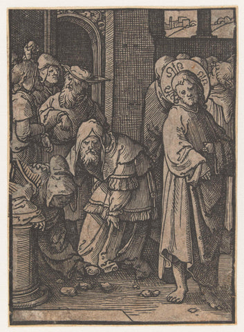 Christ threatened with stoning, Lucas van Leyden (attributed to), 1518 - 1522 Canvas Print