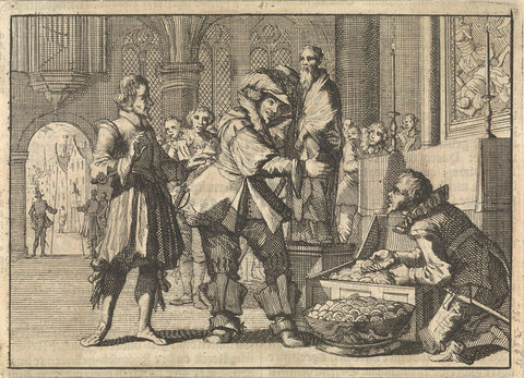 Christian, Duke of Brunswick, finds treasures in the Cathedral of paderborn he conquered, including the golden statue of Liborius, 1622, Caspar Luyken, 1698 Canvas Print