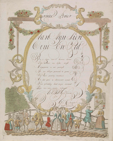 Wish letter with activities on the street, anonymous, 1804 Canvas Print