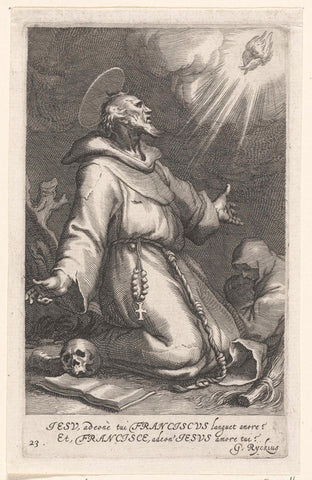 Saint Francis of Assisi as hermit, Boetius Adamsz. Bolswert, 1590 – 1612 Canvas Print