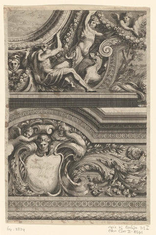 Ceiling with cartouche, Cornelis Galle (II), after c. 1650 - before 1678 Canvas Print