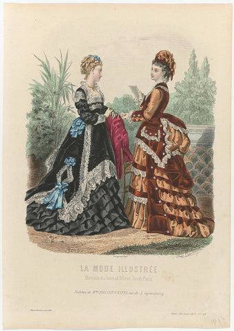 La Mode Illustrée, 1873, No. 40 : Toilettes de Mme Breant-Castel (...), anonymous, 1873 Canvas Print