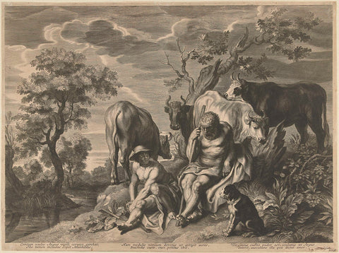 Mercury and Argus, Cornelis Galle (II), 1638 - 1678 Canvas Print