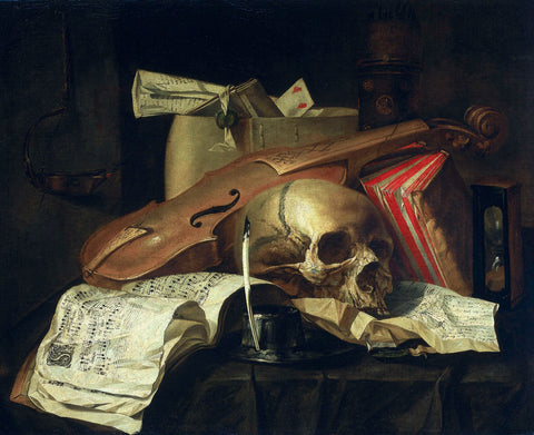 Vanitas still life, N.L. Peschier, 1660 Canvas Print