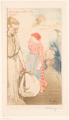 Washerwomen on a staircase along the Seine, Auguste Lepère, 1894 Canvas Print