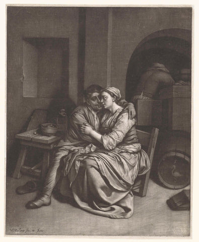 Couple in embrace, Wallerant Vaillant, 1658 - 1677 Canvas Print