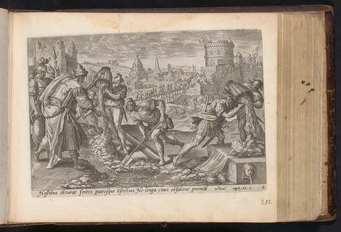 Hezekiah closes the sources outside Jerusalem, anonymous, Maerten de Vos, 1646 Canvas Print