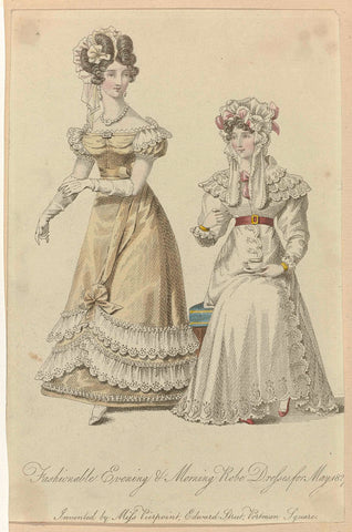 Fashionable Evening & Morning Robe Dresses for May 1827, anonymous, 1827 Canvas Print