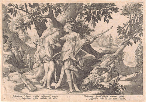 Jupiter en Callisto, Hendrick Goltzius (workshop of), 1590 Canvas Print