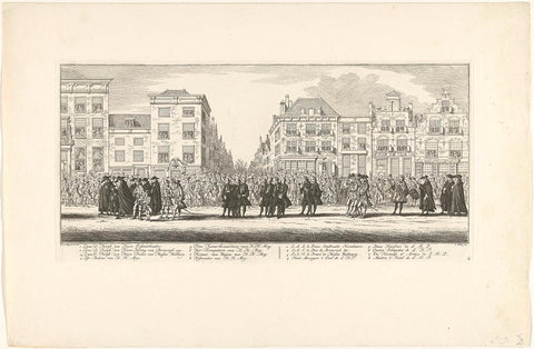 Willem V followed by court servants in the funeral procession of Anna van Hannover in Delft, 1759, Simon Fokke, 1759 - 1761 Canvas Print