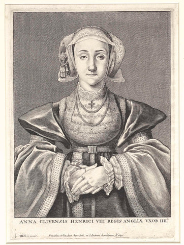 Portrait of Anna of Cleves, Queen of England, Wenceslaus Hollar, 1649 Canvas Print