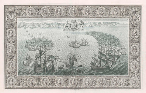 Reproduction of a tapestry over the Spanish Armada (July 22), John Pine, 1739 Canvas Print