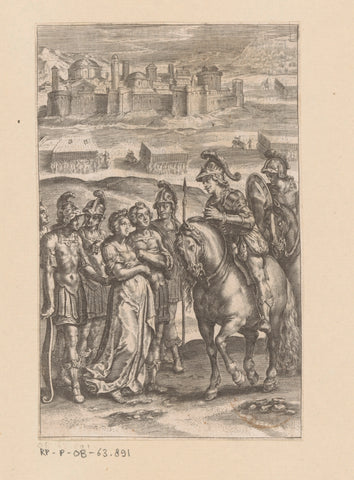 Theagenes and Chariclée presented to the King of Ethiopia, anonymous, Michel Lasne (possibly), 1623 Canvas Print